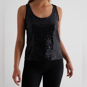 Express Black Sequin Top Size XS